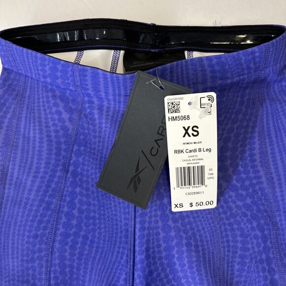REEBOK CARDI B High-Waisted Legging Shorts Size XS Ultima Purple Athletic Biker - Picture 2 of 11